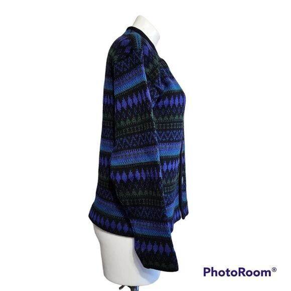 Vintage Norvyk by Ren - Dale wool cardigan blue & green button up S - Picture 3 of 8